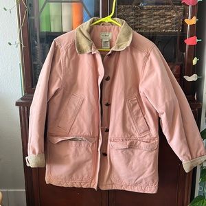L.L. Bean Women’s Small Petite Jacket - Pink with Tan Corduroy Collar and Cuffs